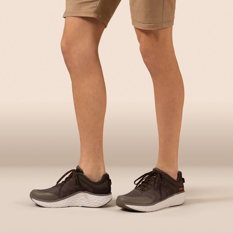 grey mesh sneaker on foot